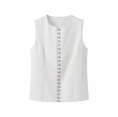 Sleeveless Slim Vest with Single Breasted Closure